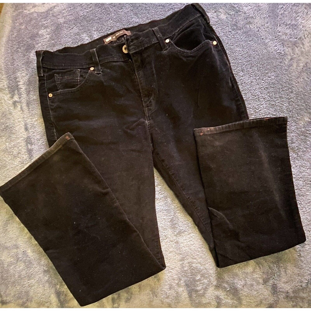 Levis 515 Jeans Womens 12 Medium Slender Boot Cut Black‎ Corduroy
